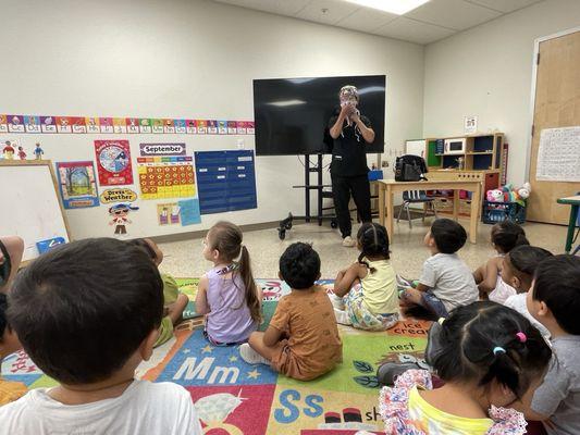 Community helpers day (parents come & share their jobs in the community ex police, firefighters, doctors, dentists, nurses etc)