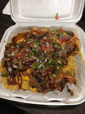 BBQ pork nachos