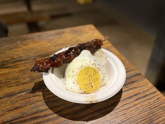 Kids meal with bbq pork skewer - comes with rice and egg