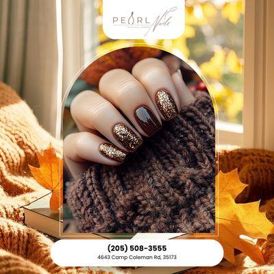 Harvest Moon French Autumn-inspired French tips with soft glowing accents. Reserve your manicure now!