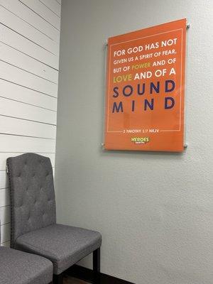 Extra chairs and space in case you have a person or child with you. Great sign.