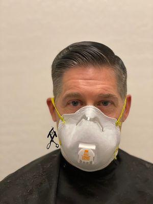 My good friend Doug. He gets a number 3 on the sides and Shears work on top. Always styled with shiner gold.