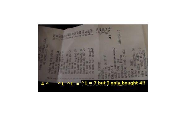 at 1:14AM on 01/03/2024 the stupid inbred punk that I first complained about clearly charged me for 7 twisted teas when I only bought 4.