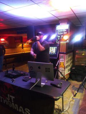 J. T. Thomas and a view of the back of the bar