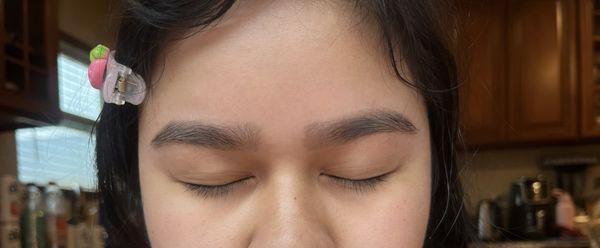 Eyebrow threading and tint