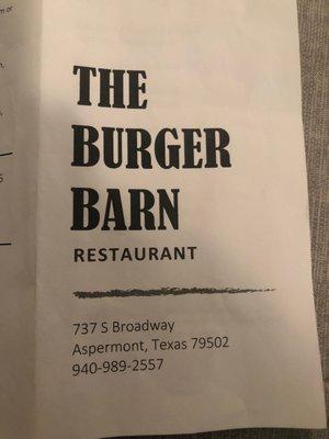 Menu title and phone number