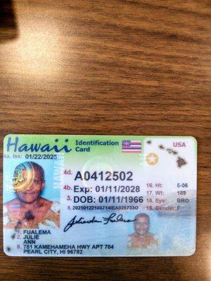 My picture and my date of birth and the expiration date of this identification card, and the state of issuance.