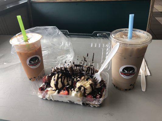 Strawberry Banana Ice Cream Sandwich, 1. Original Milk Iced Milk Tea, 17. O.M.T Iced Milk Tea