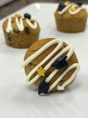 Mini chocolate chips cookies with graduation sprinkles