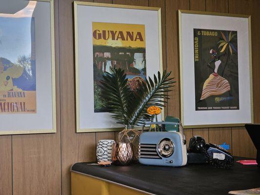 Cool Tiki tunes jamming from the travel agent's desk