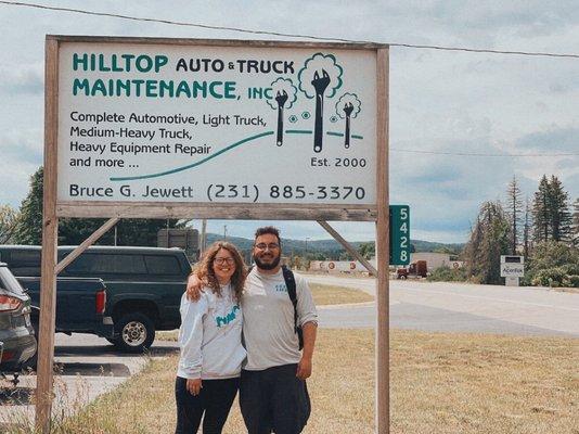 Outside Hilltop after they fixed our car