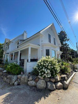 Spring cleanup in Meredith involving weed and leaf removal.