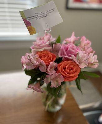 Arrangement delivered which was not what I ordered - grocery store flowers and vase.