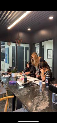 Megan Davies Training Students in her Combo Brow Technique. 2024