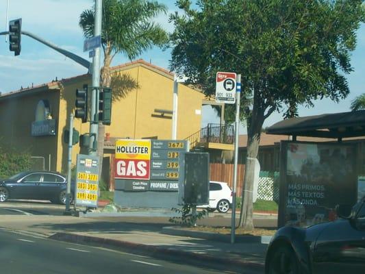 Very congested corner along Coronado Ave. at Hollister but the gas prices are very competitive.