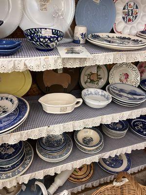 blue china plates