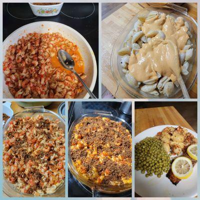 Made some Southern Mac n cheese with 3 cheese, Cajun spices and crawfish tails. It is delicious!!!