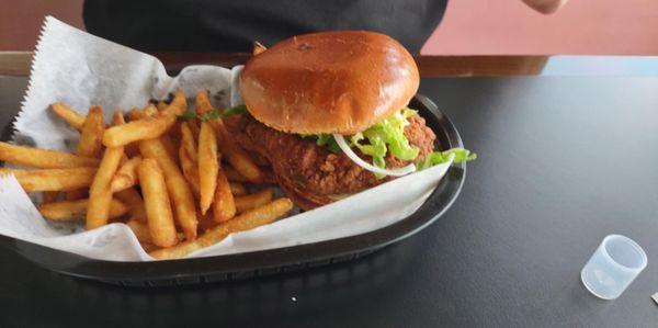 Crispy chicken sandwich.