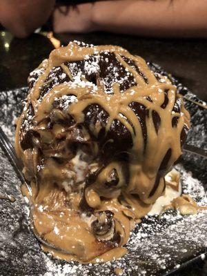 Chocolate cake with peanut butter drizz