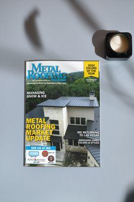 Metal Roofing Magazine featured our award-winning metal roof on their frontpage!