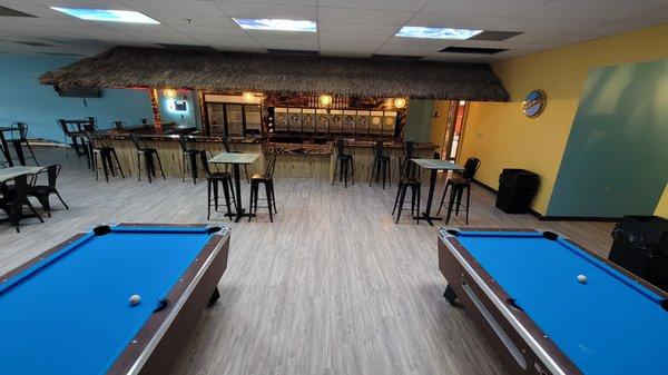 Pool tables.