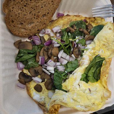 Raw onions in omelet