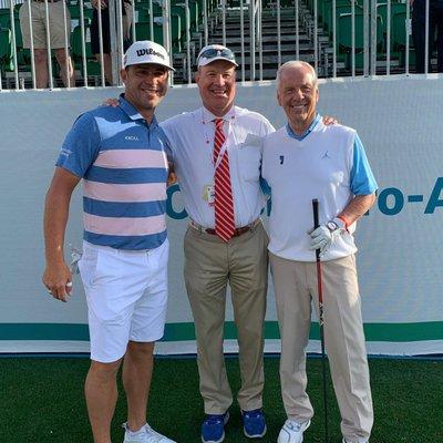 Tournament Director Gary Sobba with 2019 US Open champion Gary Woodland and former UNC basketball head coach Roy Williams in 2021.