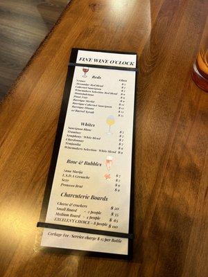 Wine Menu