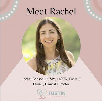 Rachel is the owner and Clinical Director of Tustin Counseling. She provides therapy throughtout CA, MA, and AZ.
