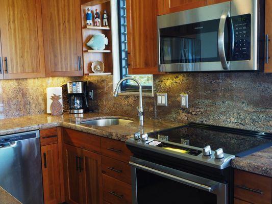 Modern kitchen with new appliances.