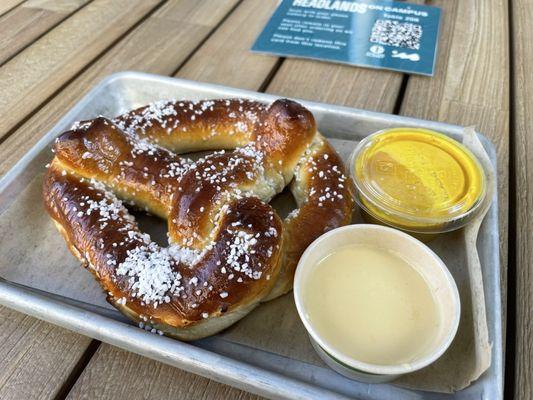 Pretzel with pub cheese and beer mustard