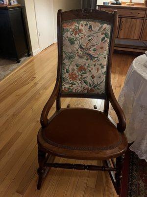 Here's my rocker with lovely velour seat fabric I purchased!