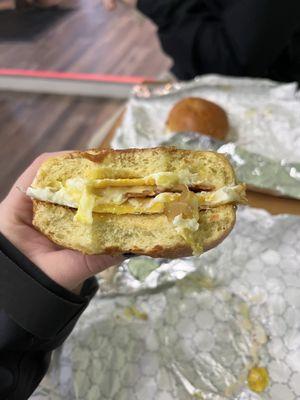 Bacon Egg and Cheese breakfast sandwich