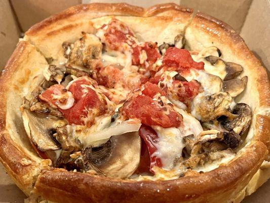 Personal Deep Dish Pizza (Numero Uno) | It's your classic, "the works," type pizza with pepperoni, sausage, peppers, onions, and mushrooms.