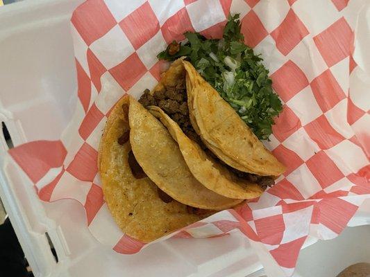 Pastor and asada tacos- again make sure you add your own toppings