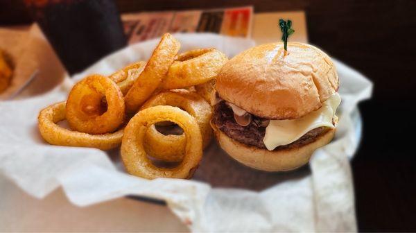 Mushroom Swiss burger basket.