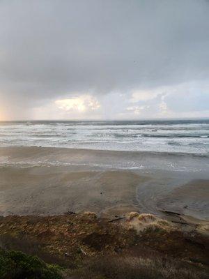 The view from the 3rd floor room window at Shilo Inn Newport OREGON