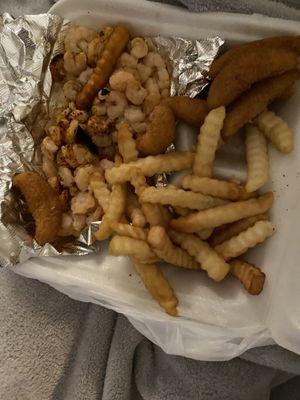 Fried Baby Shrimp and Hushpuppies