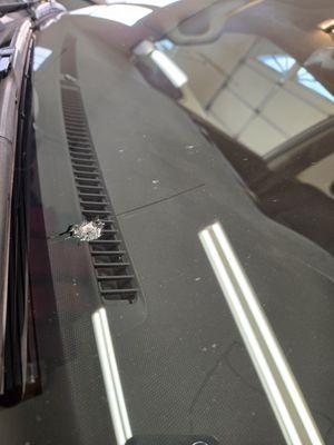 Rock chip and growing crack.