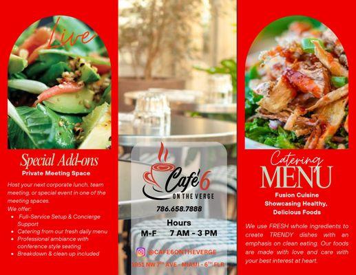 Cafe 6 Tri-fold Menu Front