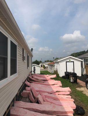 New insulation install under mobile home.