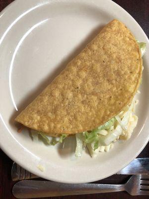 Chicken taco, come on fry your own corn tortillas!