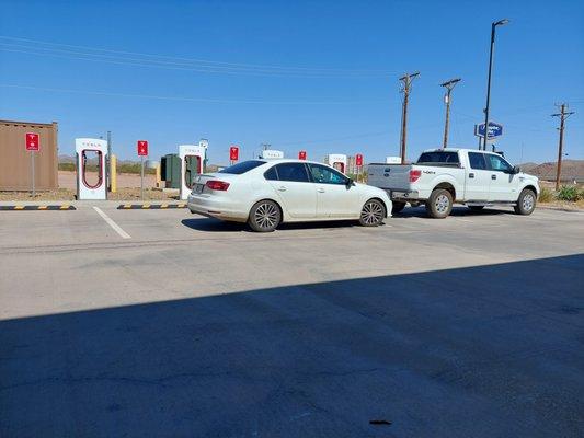 Hotel staff form a barricade to prevent charger use in Van Horn.