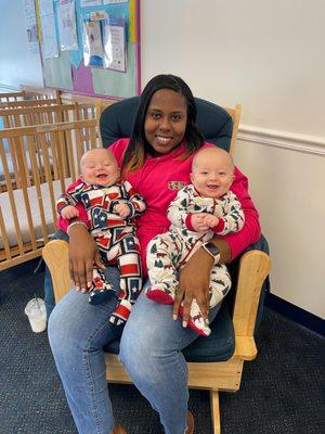 Expert twins specialist with newborn twin boys