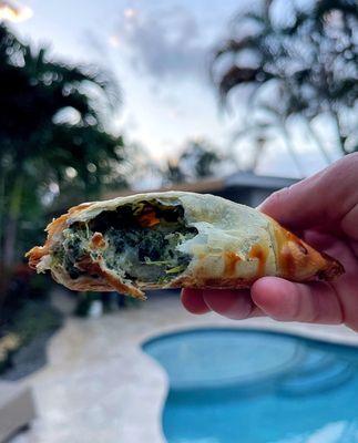 Exposed Spinach & Cheese Empanada! Very Good~