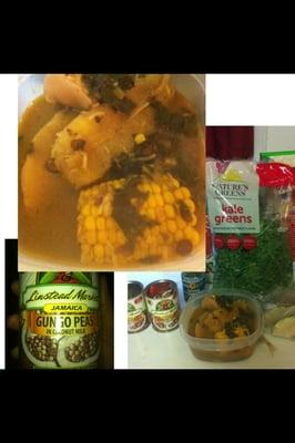 Gungo pea stew with breadfruit!