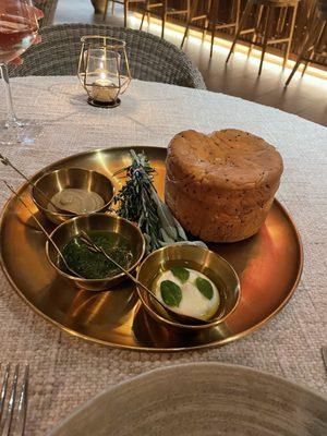 Brioche bread with 3 spreads