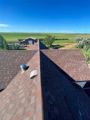 Completed shingle roofing job