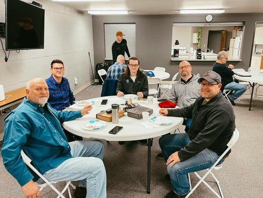 Getting the day started right--Early Morning Bible Study. Coffee and donuts are the bonus.