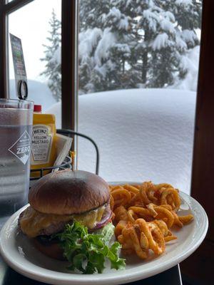 Bull's tooth burger and the view!